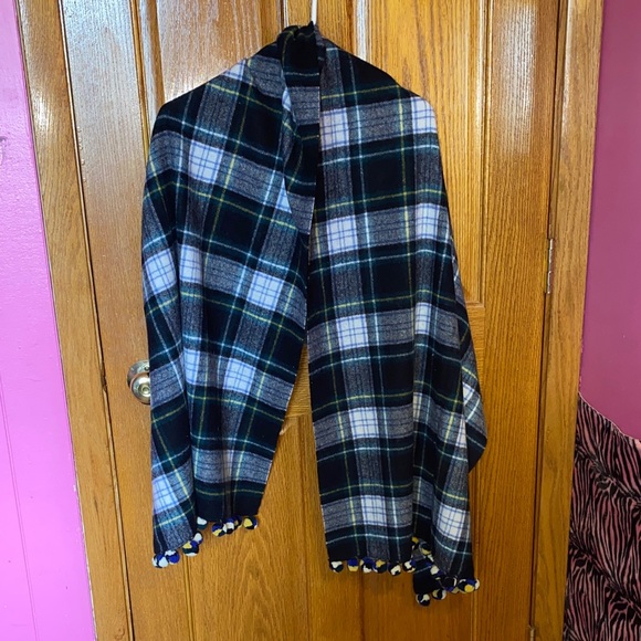 J. Crew Accessories - J Crew Wool Plaid Tartan Shawl with Tassels